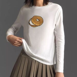 Kule Cream Cheese Bagel Long Sleeve Shirt, Size M